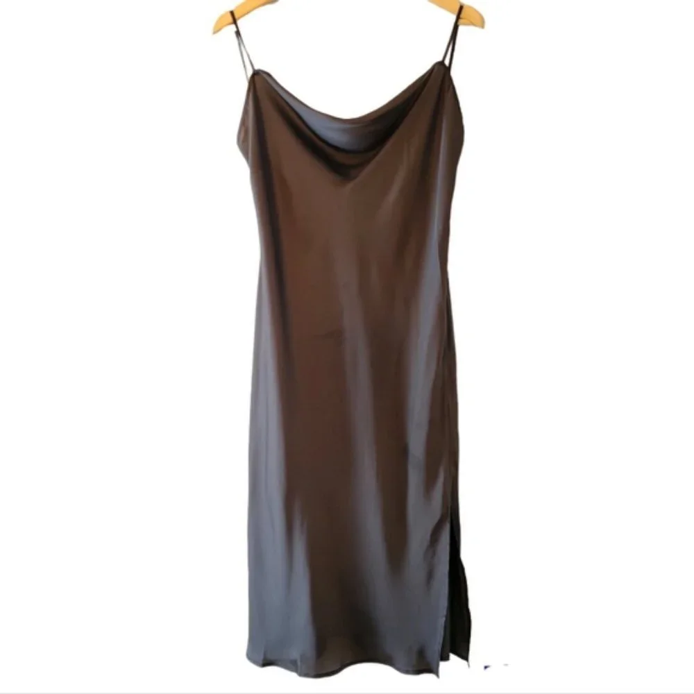 Lamarque Cowl Spaghetti Strap Midi Satin Dress Size 6 Black. - Picture 3 of 9